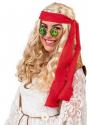 Percke Hippie Frau blond mit rotem Band