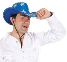 Cowboyhut, blau mit silbernen Sternen 